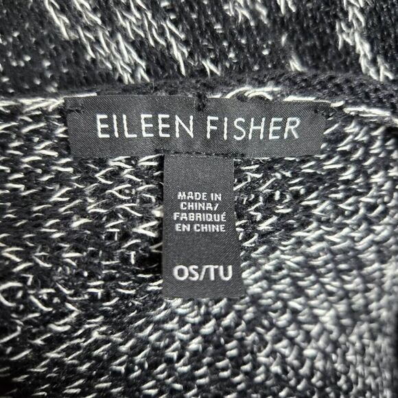 Eileen Fisher Organic Linen Poncho Pattern OS - Picture 5 of 6